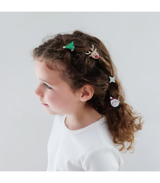 Mimi & Lula Lastik Saç Toka Set (6 Adet) // Santa & Rudolph