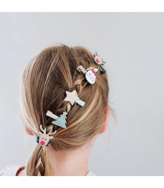 Mimi & Lula Lastik Saç Toka Set (6 Adet) // Santa & Rudolph