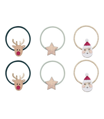 Mimi & Lula Lastik Saç Toka Set (6 Adet) // Santa & Rudolph