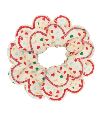 Mimi & Lula Scrunchie Lastik Toka // Heart Print Scalloped