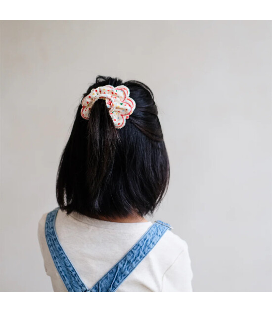 Mimi & Lula Scrunchie Lastik Toka // Heart Print Scalloped