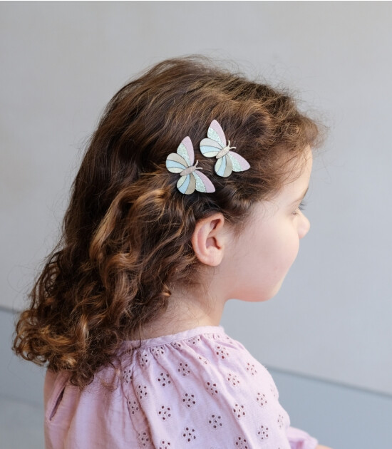 Mimi & Lula Saç Toka Set (2 Adet) // Stripe Butterfly