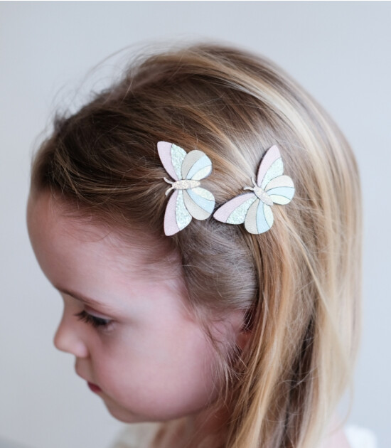 Mimi & Lula Saç Toka Set (2 Adet) // Stripe Butterfly