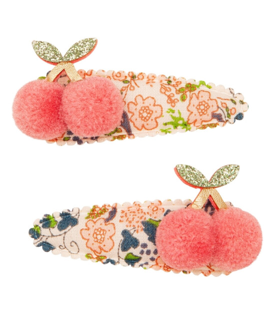 Mimi & Lula Saç Toka Set (2 Adet) // Floral Pom Pom Cherries