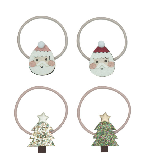 Mimi & Lula Lastik Saç Toka Set (4 Adet) // Santa & Tree