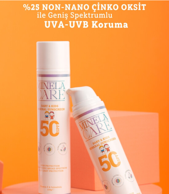Minela Care 100% Organik Mineral Filtreli Bebek ve Çocuk Güneş Kremi (50 SPF)