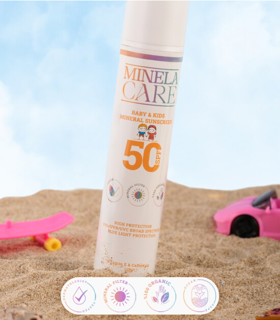 Minela Care 100% Organik Mineral Filtreli Bebek ve Çocuk Güneş Kremi (50 SPF)