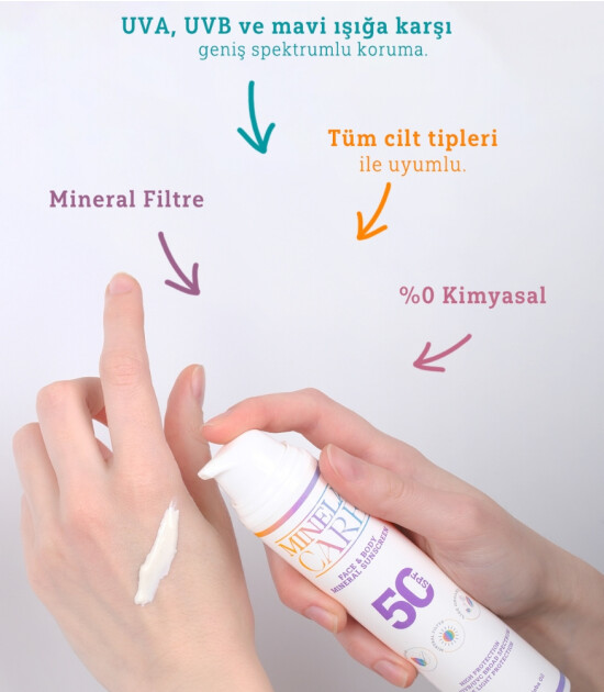 Minela Care 100% Organik Mineral Filtreli Yüz ve Vücut Güneş Kremi (50 SPF)