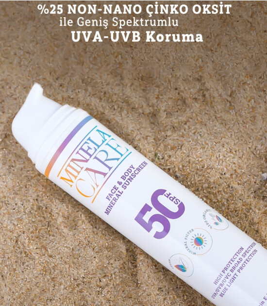 Minela Care 100% Organik Mineral Filtreli Yüz ve Vücut Güneş Kremi (50 SPF)