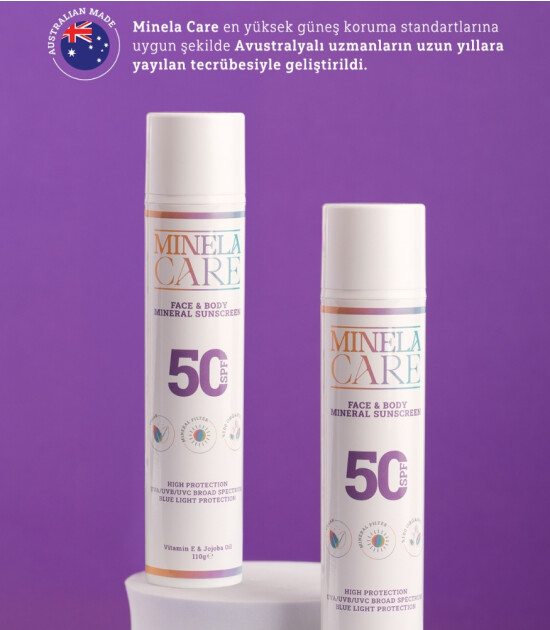 Minela Care 100% Organik Mineral Filtreli Yüz ve Vücut Güneş Kremi (50 SPF)