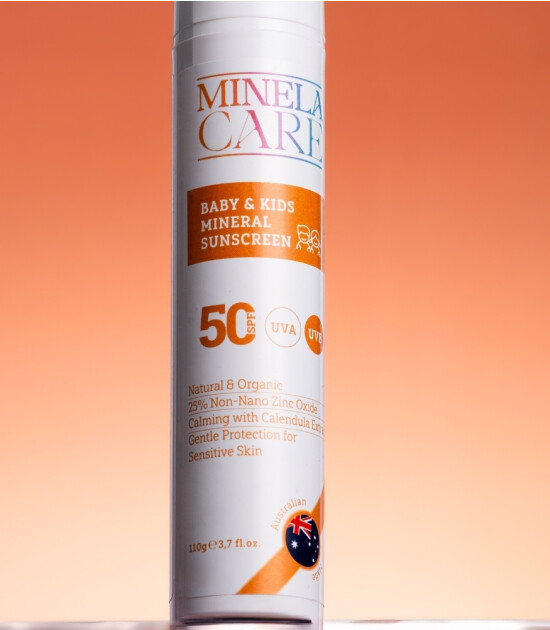 Minela Care 100% Organik Mineral Filtreli Bebek ve &Ccedil;ocuk G&uuml;neş Kremi (50 SPF)