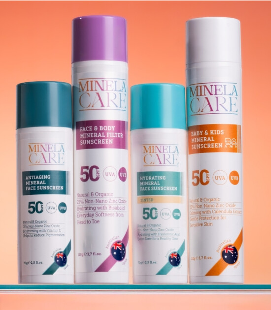 Minela Care 100% Organik Mineral Filtreli Nemlendirici Renkli Y&uuml;z G&uuml;neş Kremi (50 SPF)