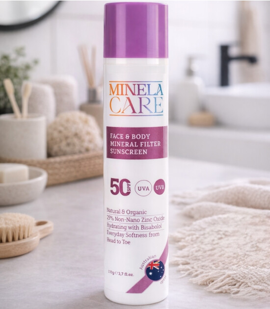 Minela Care 100% Organik Mineral Filtreli Y&uuml;z ve V&uuml;cut G&uuml;neş Kremi (50 SPF)