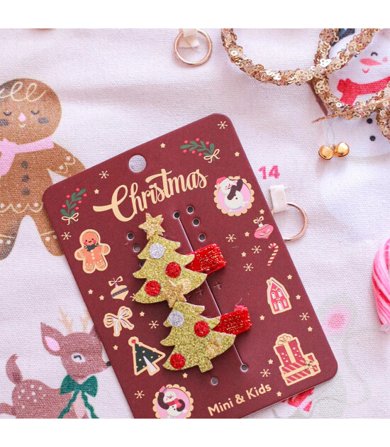 Mini & Kids Sa&ccedil; Tokası Christmas // Gold Tree