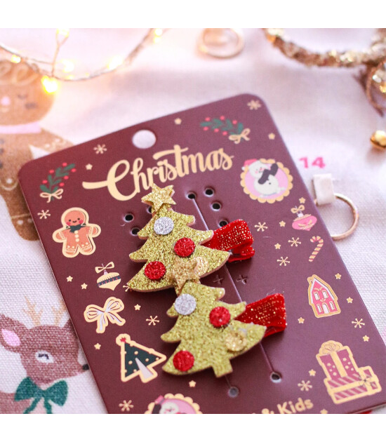 Mini & Kids Sa&ccedil; Tokası Christmas // Gold Tree