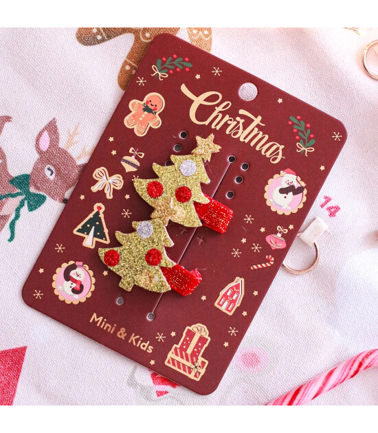 Mini & Kids Sa&ccedil; Tokası Christmas // Gold Tree