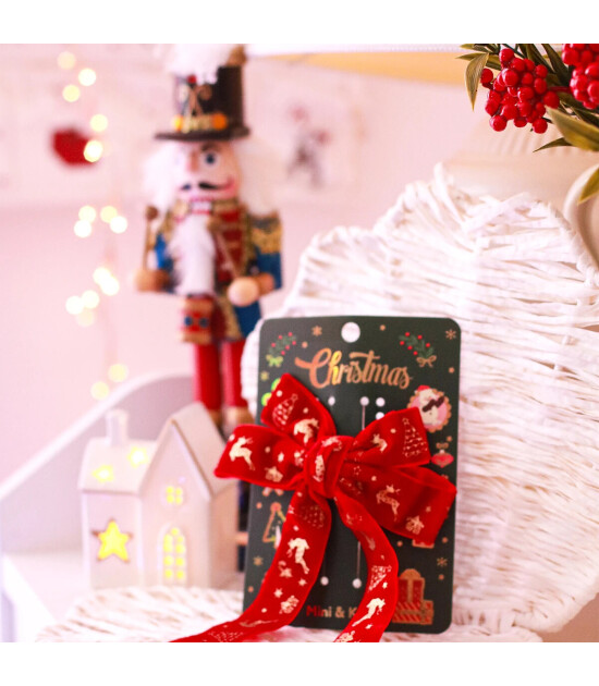 Mini & Kids Kadife Fiyonk Toka // Red Bow