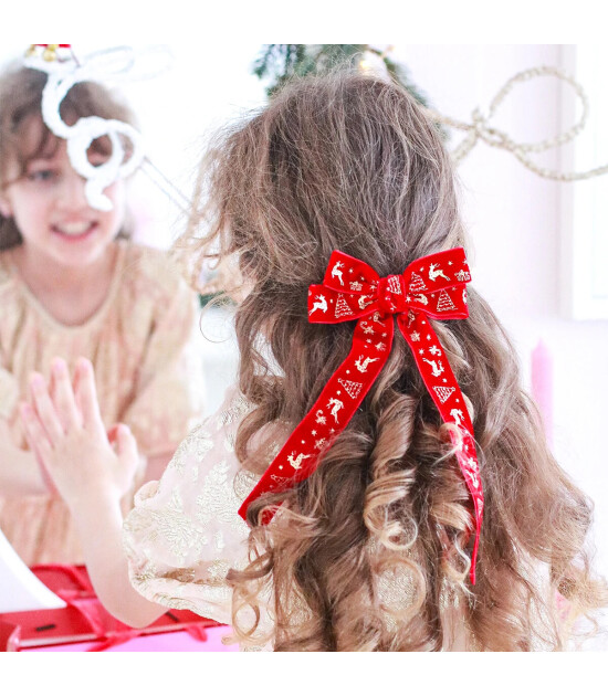 Mini & Kids Kadife Fiyonk Toka // Red Bow