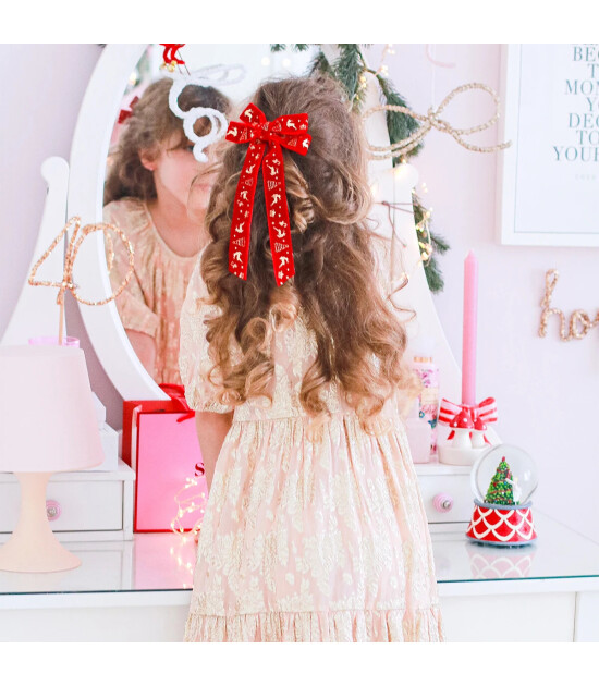 Mini & Kids Kadife Fiyonk Toka // Red Bow