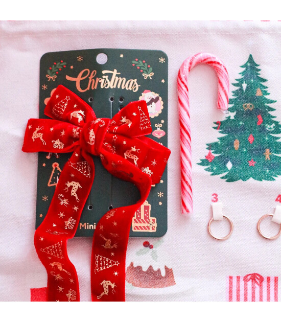 Mini & Kids Kadife Fiyonk Toka // Red Bow