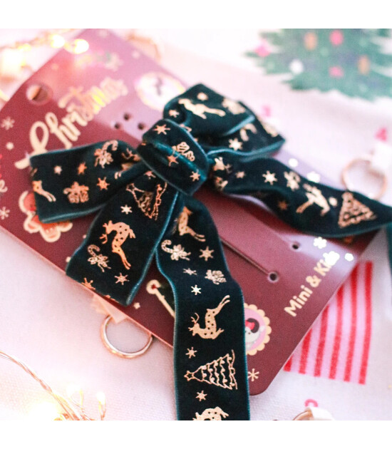 Mini & Kids Kadife Fiyonk Toka // Green Bow