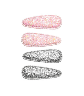 Mini & Kids 4'lü Unicorn Glitter Klips Toka // Pink - Silver