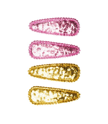 Mini & Kids 4'lü Unicorn Glitter Klips Toka // Pink - Gold