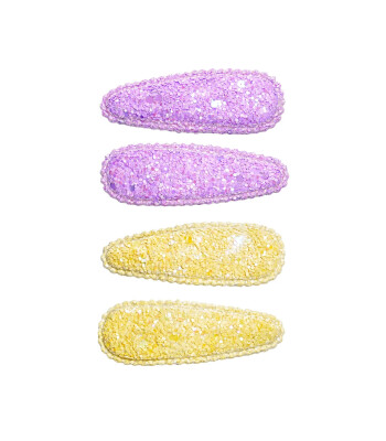 Mini & Kids 4'lü Unicorn Glitter Klips Toka // Purple - Yellow