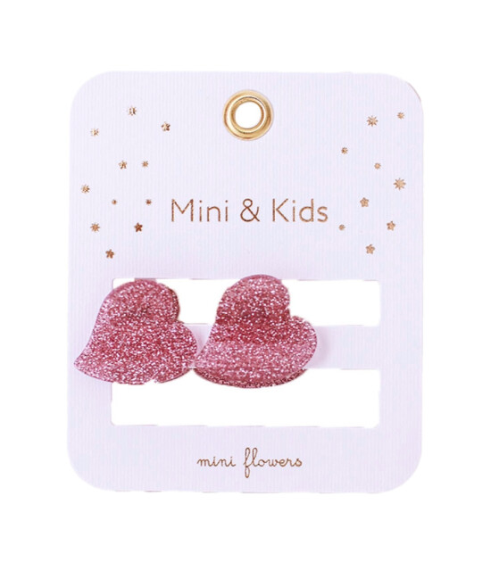 Mini & Kids Mini Kalp Kemik Toka // Glitter Pink