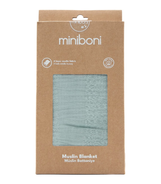 Miniboni M&uuml;slin Battaniye (110 x 120 cm) // Mint