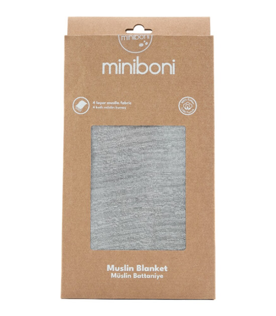 Miniboni M&uuml;slin Battaniye (110 x 120 cm) // Grey