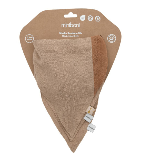 Miniboni M&uuml;slin Fular Set // Beige