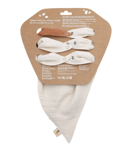 Miniboni M&uuml;slin Fular Set // Ecru