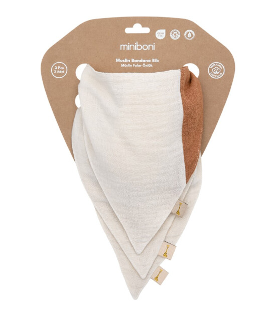 Miniboni M&uuml;slin Fular Set // Ecru