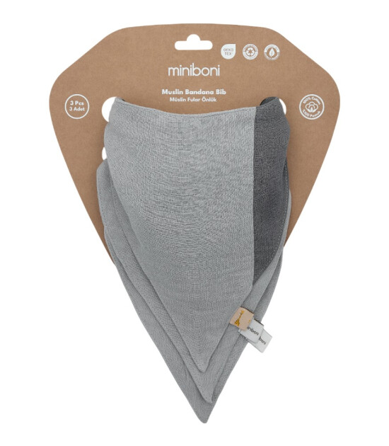 Miniboni M&uuml;slin Fular Set // Grey