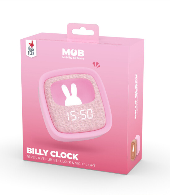 MOB Billy Tavşan Masaüstü Saat ve Gece Lambası // Pembe