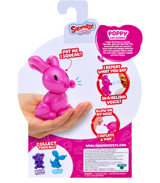Squeakee Minis İnteraktif Balon Oyuncak // Poppy The Bunny