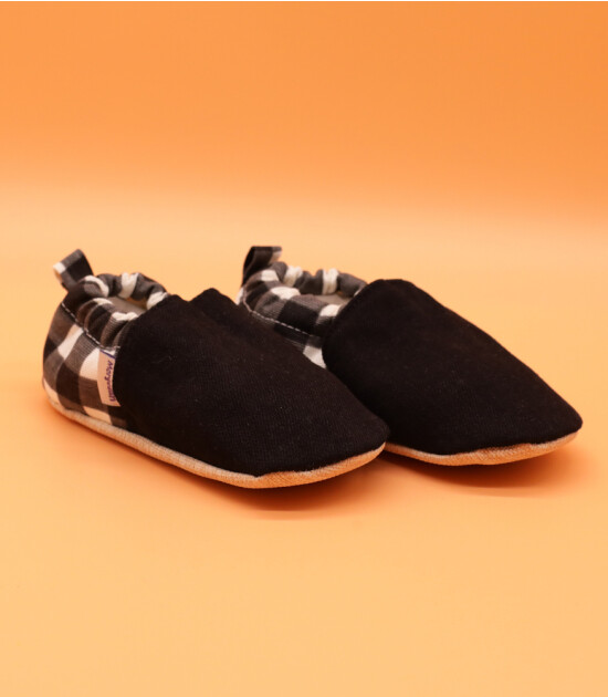 Morgedan Kaydırmaz İlk Adım Patik // Siyah - Ekose