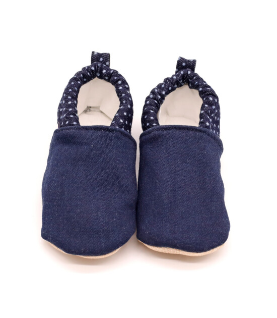 Morgedan Kaydırmaz İlk Adım Patik // Lacivert Denim - Puantiye