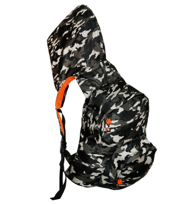Morikukko Kapüşonlu Büyük Sırt Çanta // Camuflage Neon Orange