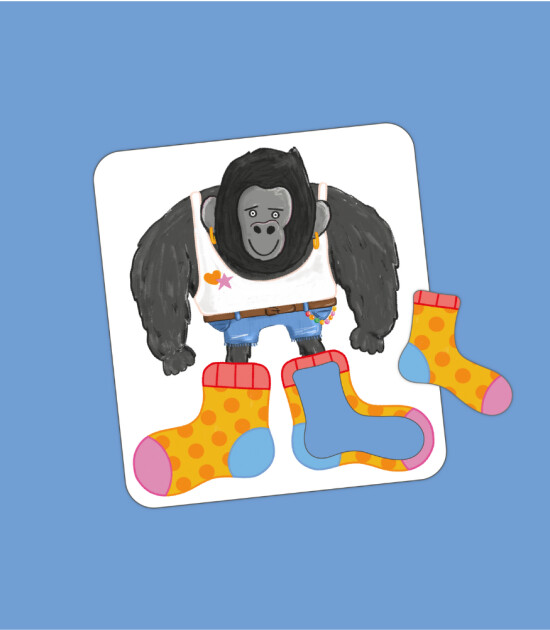 moritoys Giant Socks Gorilla - Hafıza, Eşleştirme ve Puzzle Oyunu