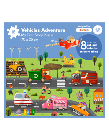 Moritoys Oyuncaklı Puzzle // Vehicles Adventure (18 Par&ccedil;a + 8 Ara&ccedil;)