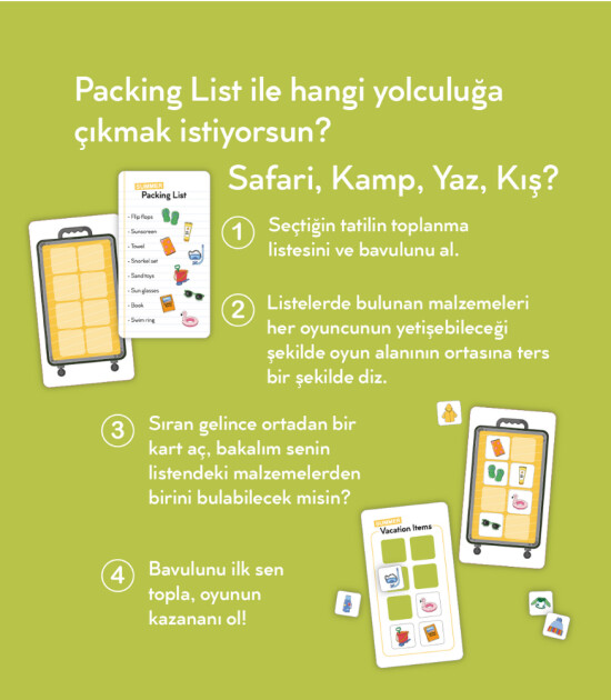 moritoys Packing List - Bavul Toplama Loto Hafıza Oyunu