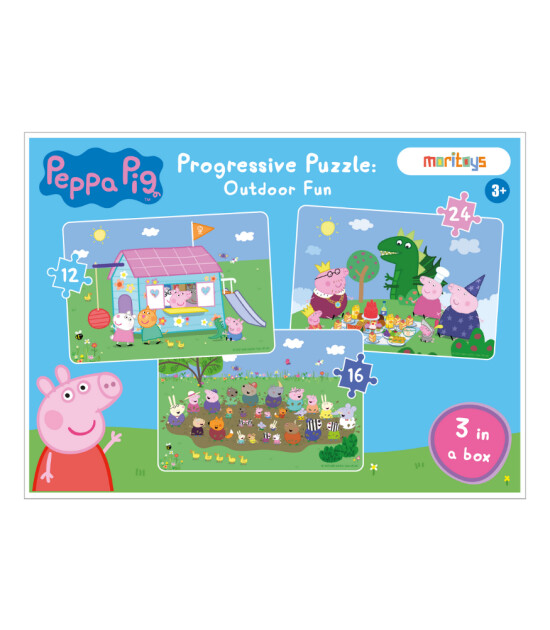 moritoys Peppa Pig Progressive Puzzle // Outdoor Fun (12 - 16- 24 Parça)