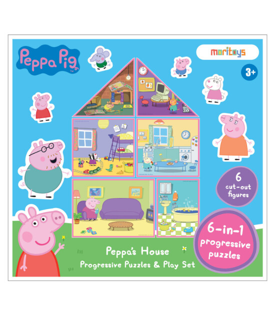 moritoys Peppa Pig Progressive Puzzle // Peppa’s House (2-3-4-6-8-10 Parça)