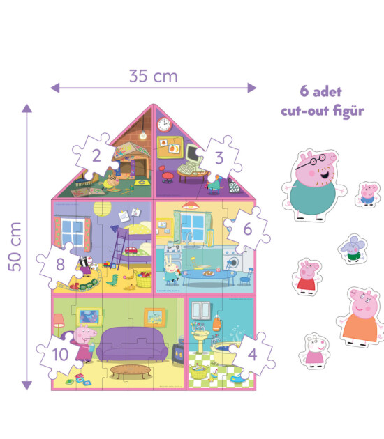 moritoys Peppa Pig Progressive Puzzle // Peppa’s House (2-3-4-6-8-10 Parça)