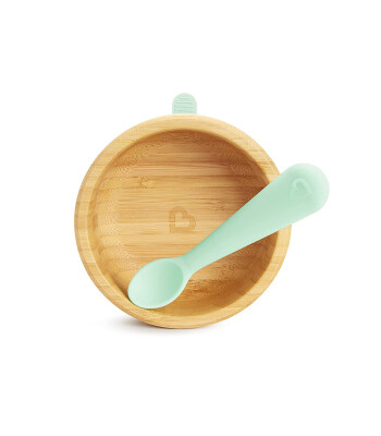 Munchkin Vakumlu Bambu Kase ve Silikon Kaşık Set
