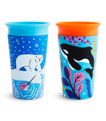 Munchkin Mucize 360° Wildlove Alıştırma Bardağı (2 Adet) // Kutup Ayısı - Balina