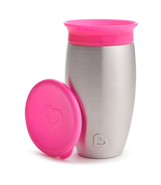 Munchkin Mucize 360 Çelik Alıştırma Bardağı // Pembe