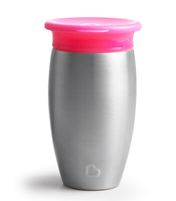 Munchkin Mucize 360 Çelik Alıştırma Bardağı // Pembe